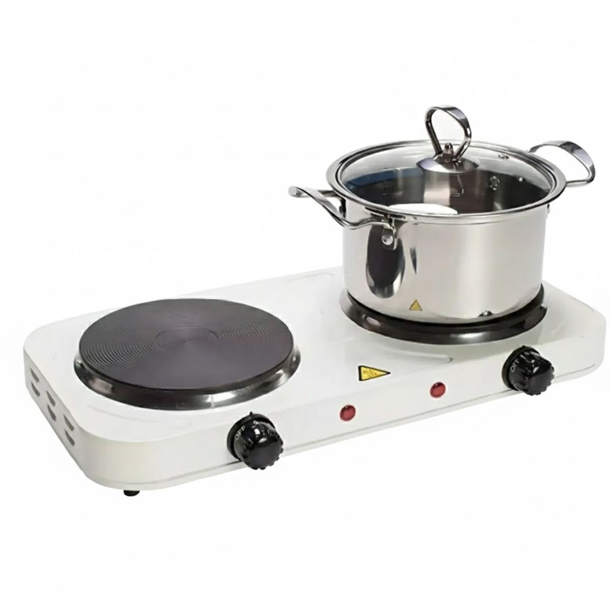 GENERICO - Cocinilla Eléctrica Encimera Portátil 2 Platos Práctica Color Blanco