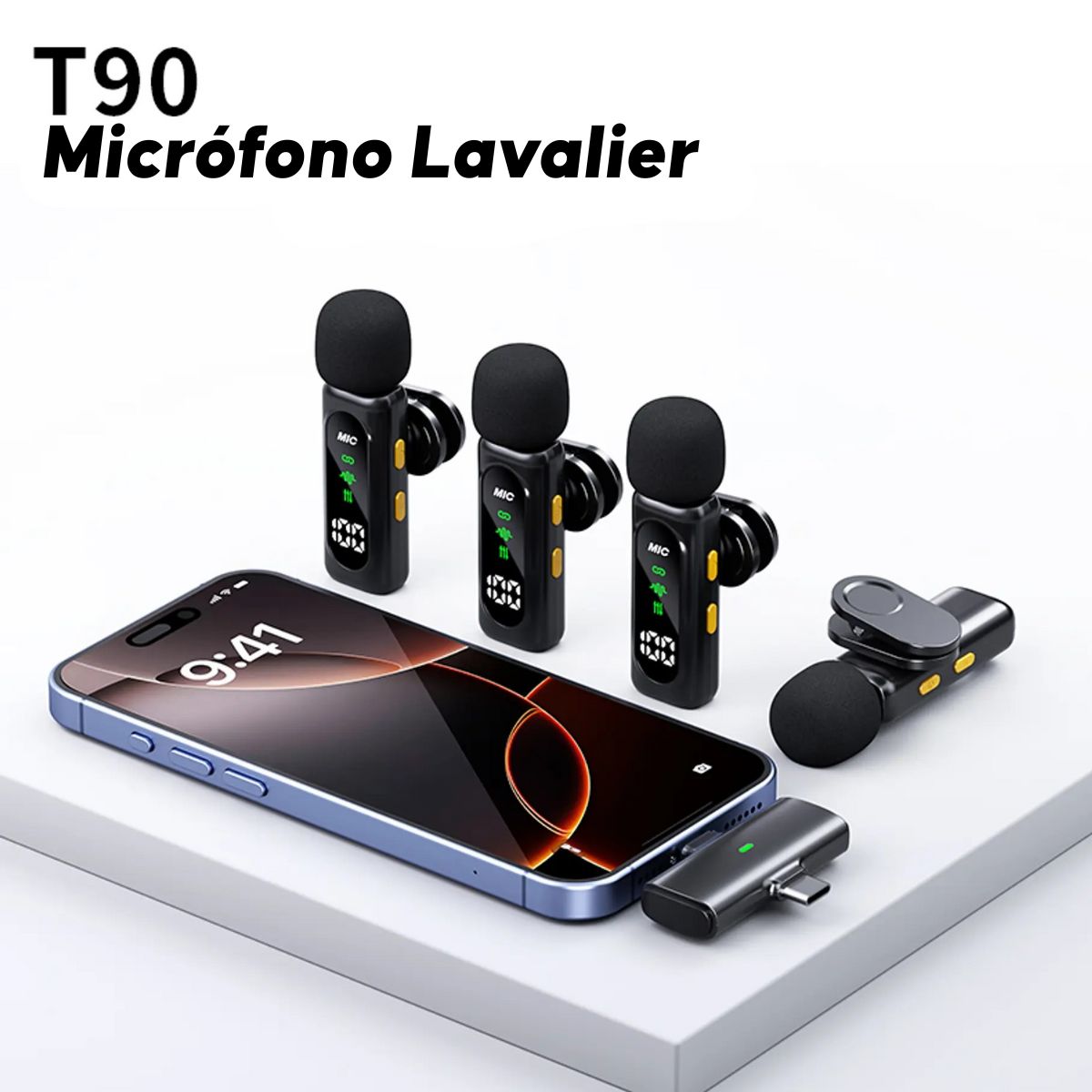 GENERICO - Pack 4 Micrófonos Lavallier Inalámbrico T90 Vlogs Usbc