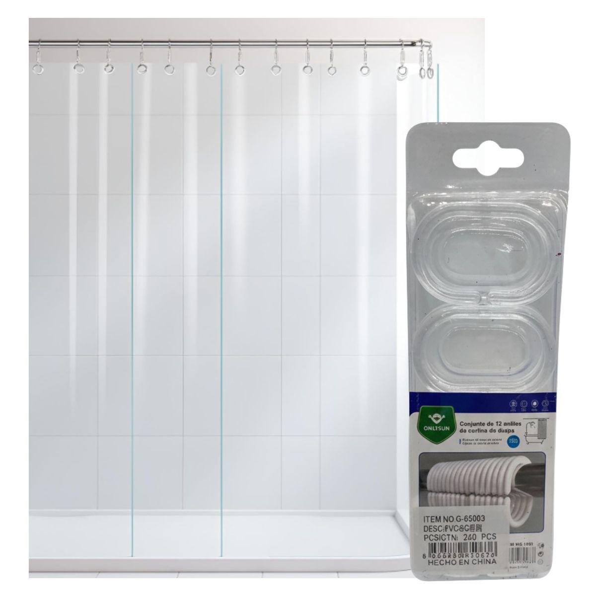 EKOL TACTICA MILITAR - Set De 12 Ganchos Para Cortina De Baño Transparente