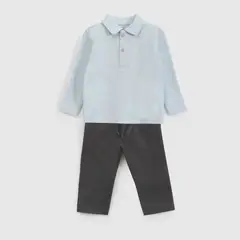 COLLOKY - Conjunto Niño Algodón Cuello Polo Gris