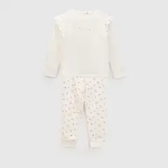 COLLOKY - Pijama manga larga flores niña beige 2A a 12A