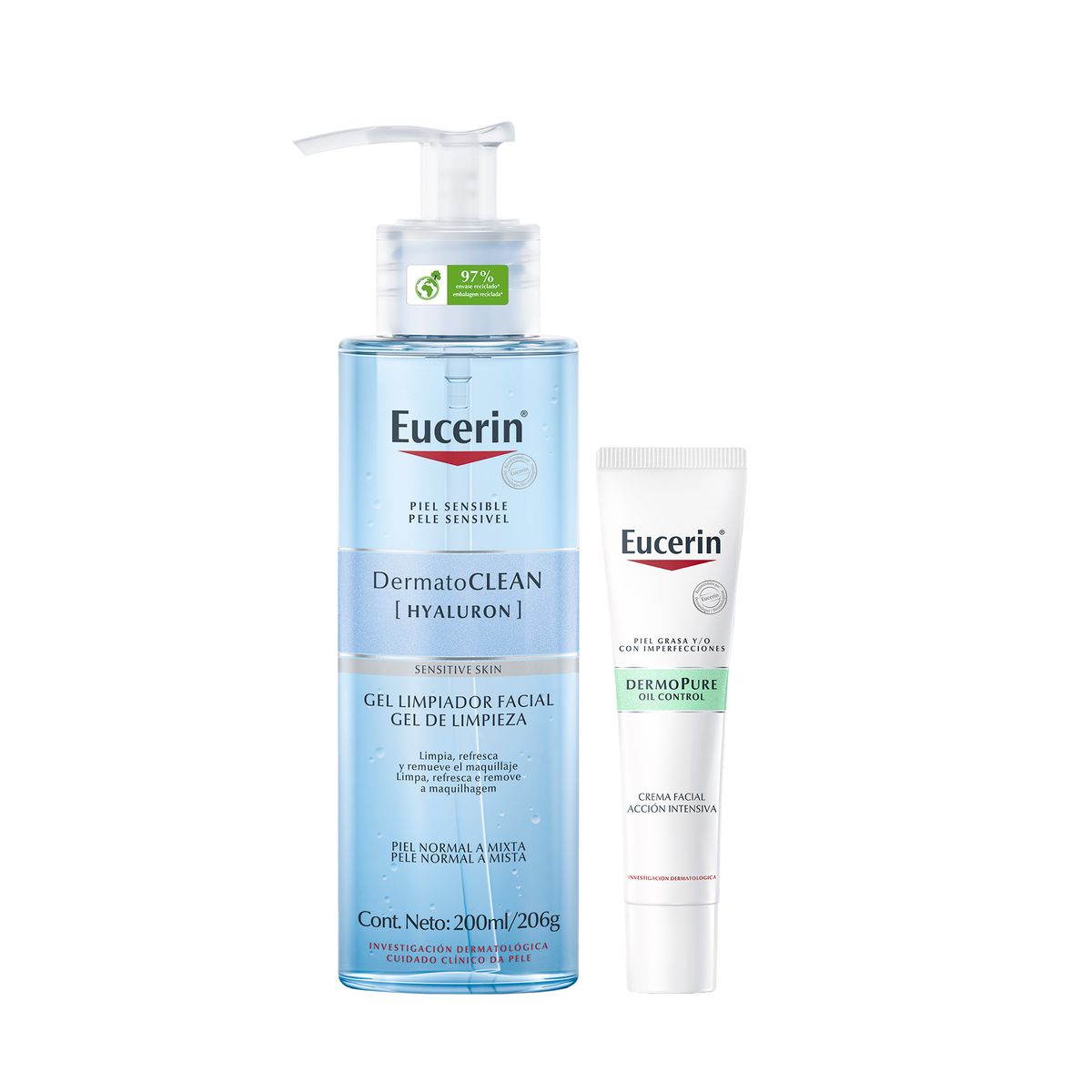 EUCERIN - EUCERIN Facial Dermatoclean + Dermopure Acción