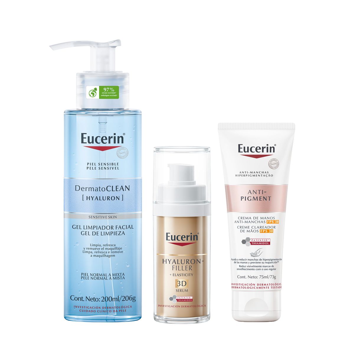 EUCERIN - Eucerin Facial Dermatoclean + Sérum Elasticity + Solar