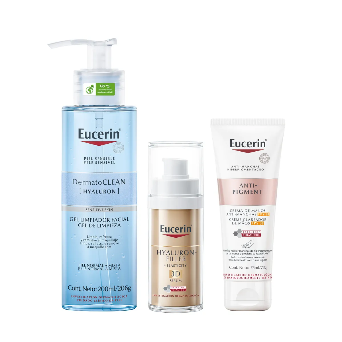 EUCERIN - Eucerin Facial Dermatoclean + Sérum Elasticity + Solar