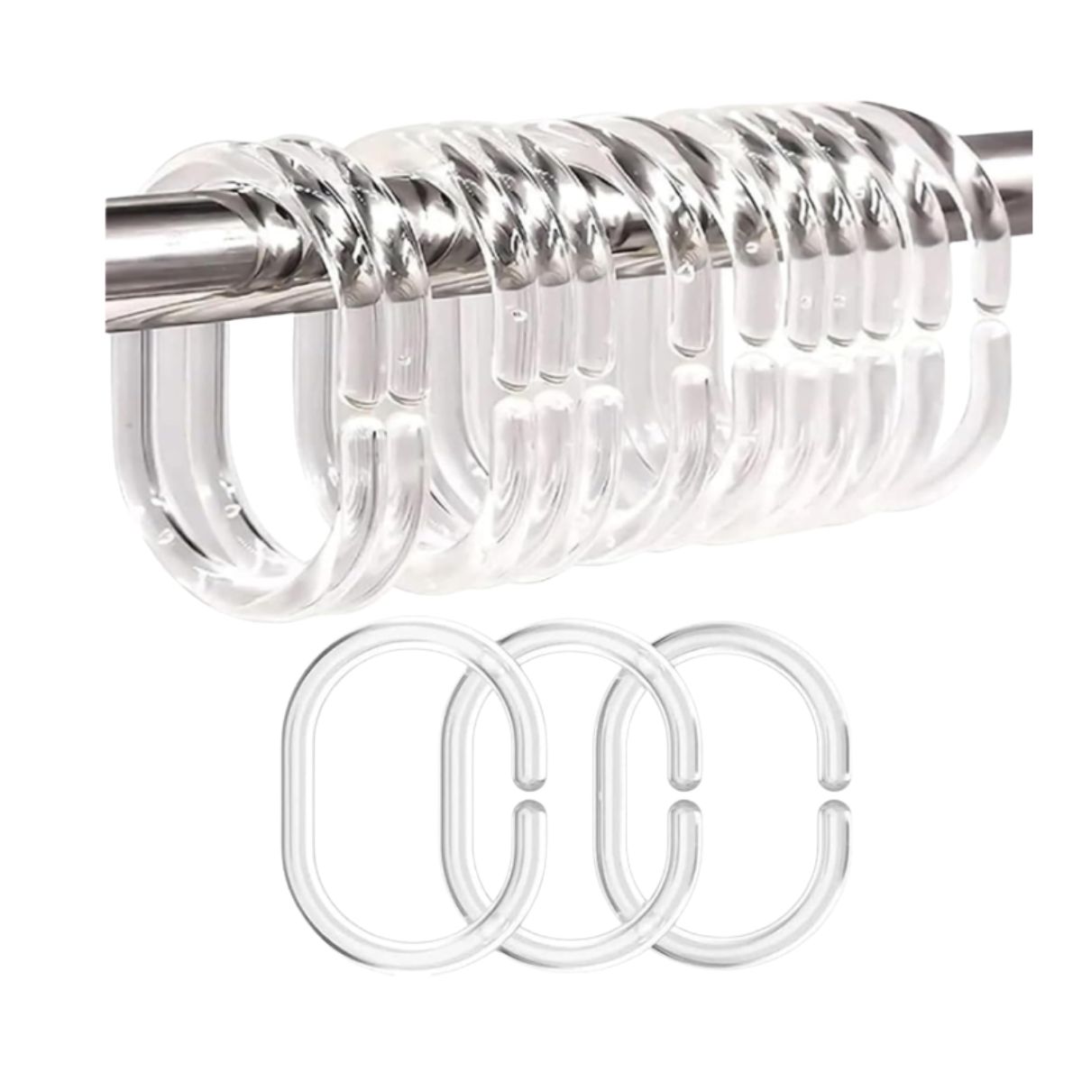 EKOL TACTICA MILITAR - Set De 12 Ganchos Para Cortina De Baño Transparente