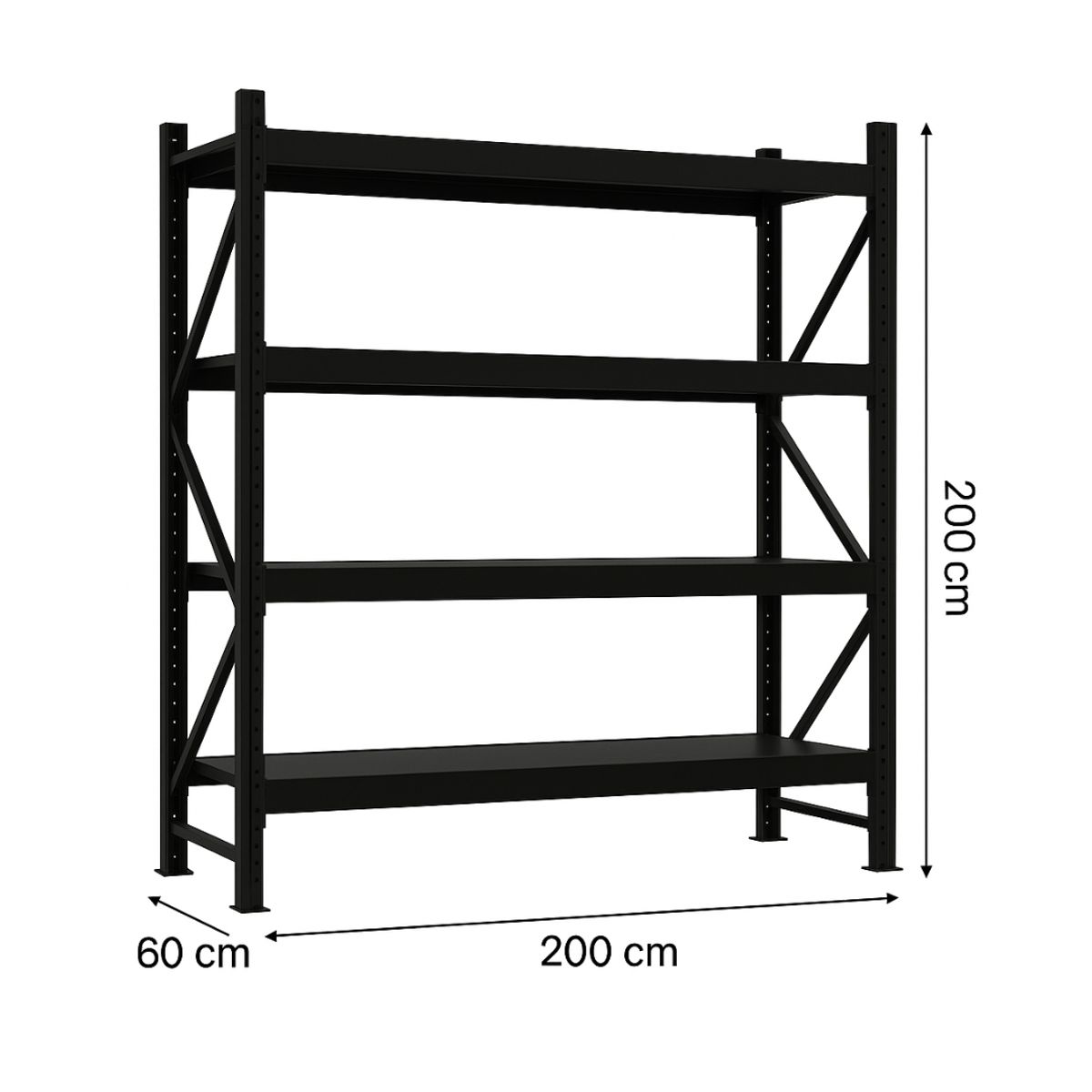 OEM - Estante Metálico Rack 200x200x60cm negro
