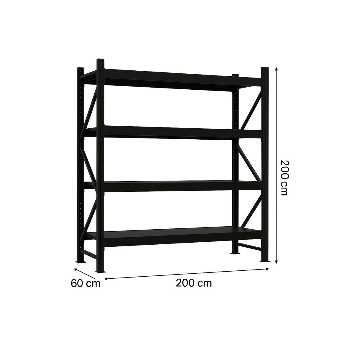 OEM - Estante Metálico Rack 200x200x60cm negro