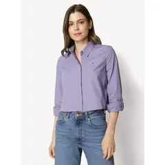 TOMMY HILFIGER - Camisa Classic Poplin Cropped Lila