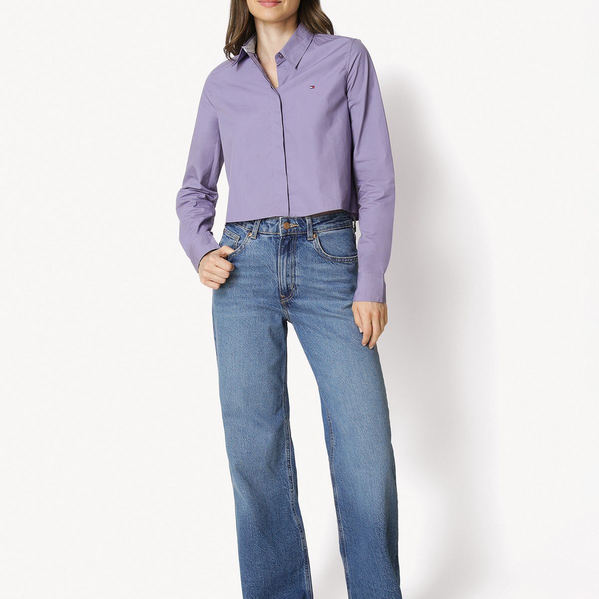 TOMMY HILFIGER - Camisa Classic Poplin Cropped Lila Tommy Hilfiger
