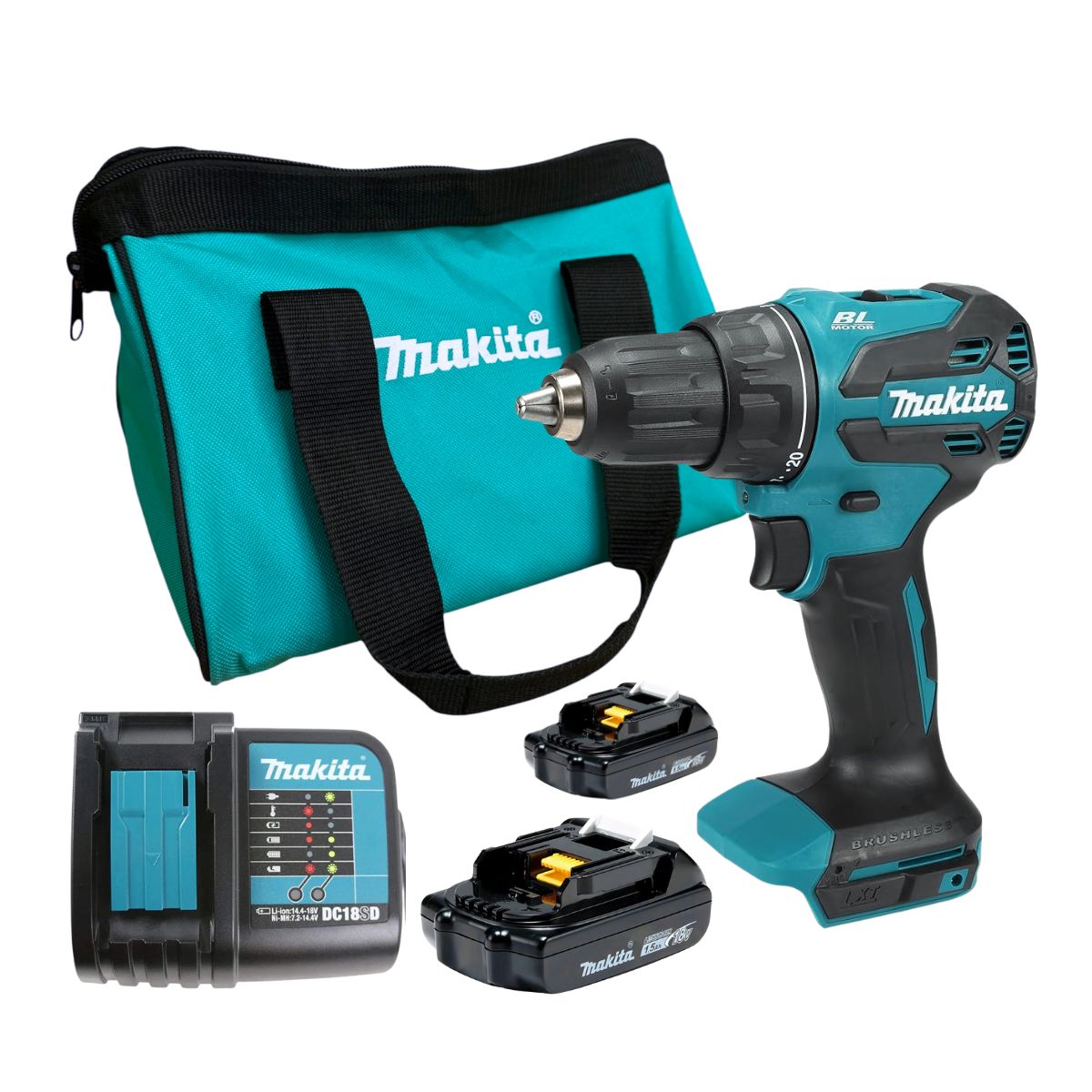 MAKITA - Kit Taladro Percutor Inalam. 18vCar2Bat Makita Dhp490syx2
