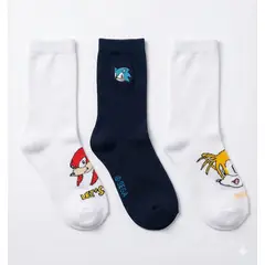 SONIC - Tripack Calcetines Escolares Niño Personajes Blanco