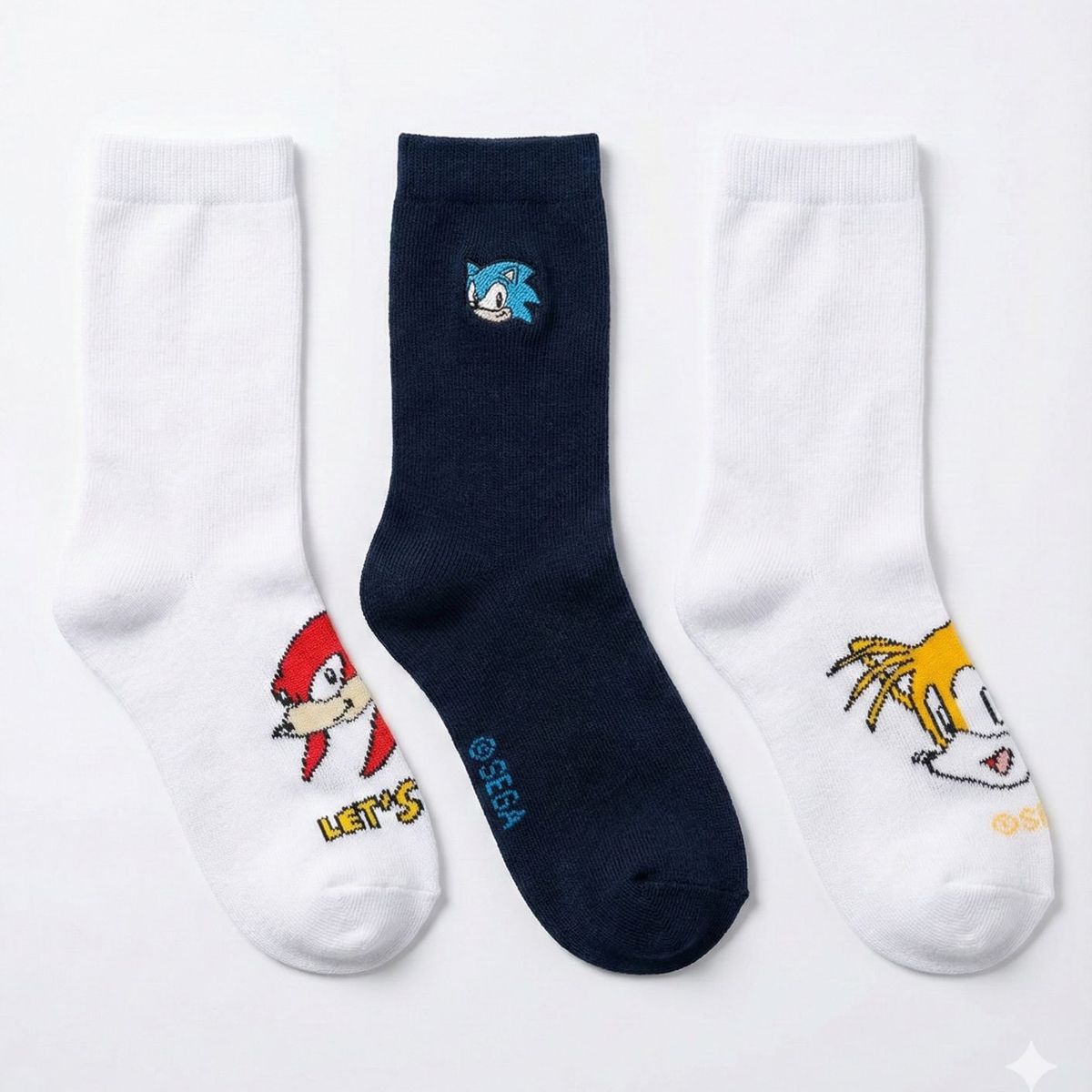 SONIC - Tripack Calcetines Escolares Niño Personajes Blanco Sonic