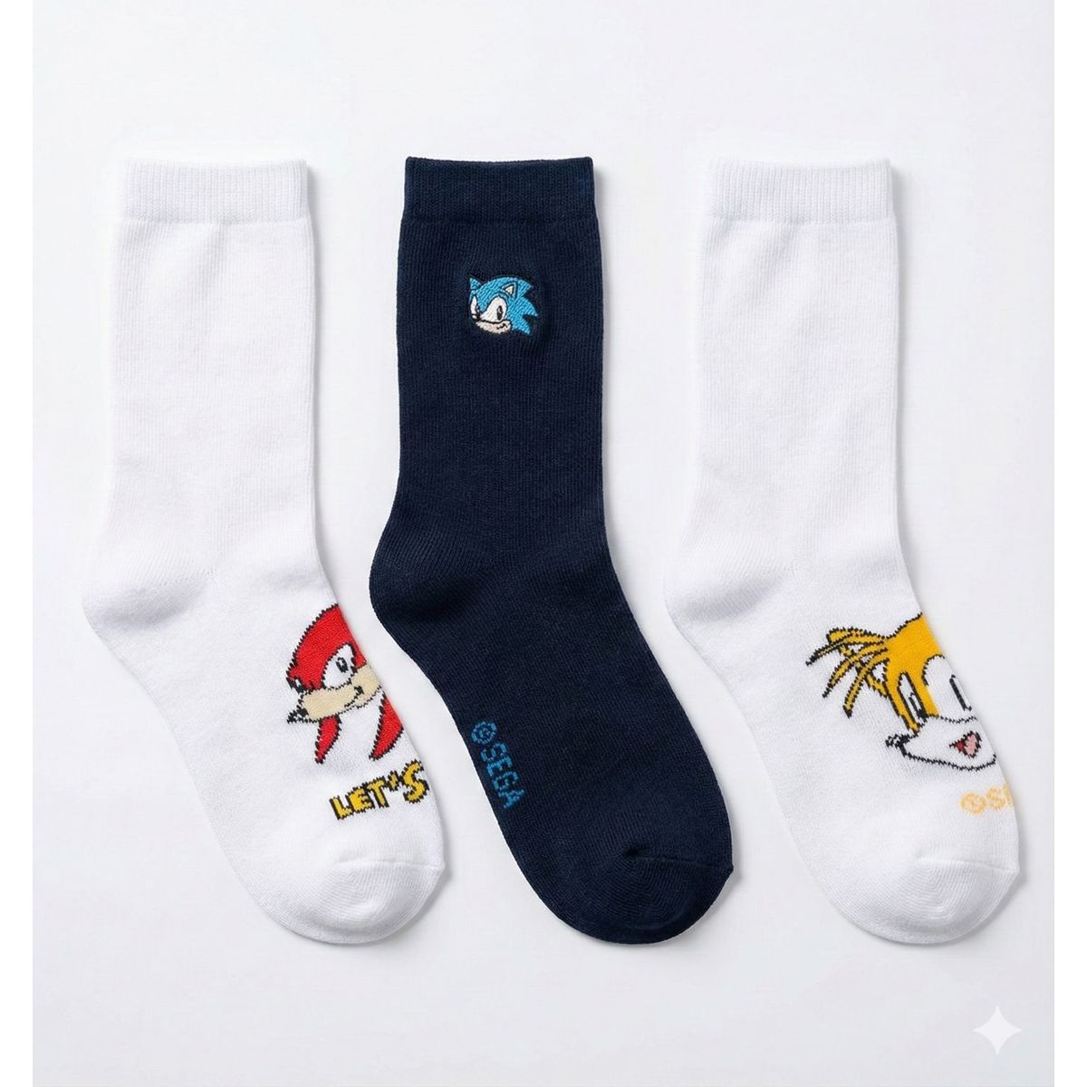 SONIC - Tripack Calcetines Escolares Niño Personajes Blanco Sonic