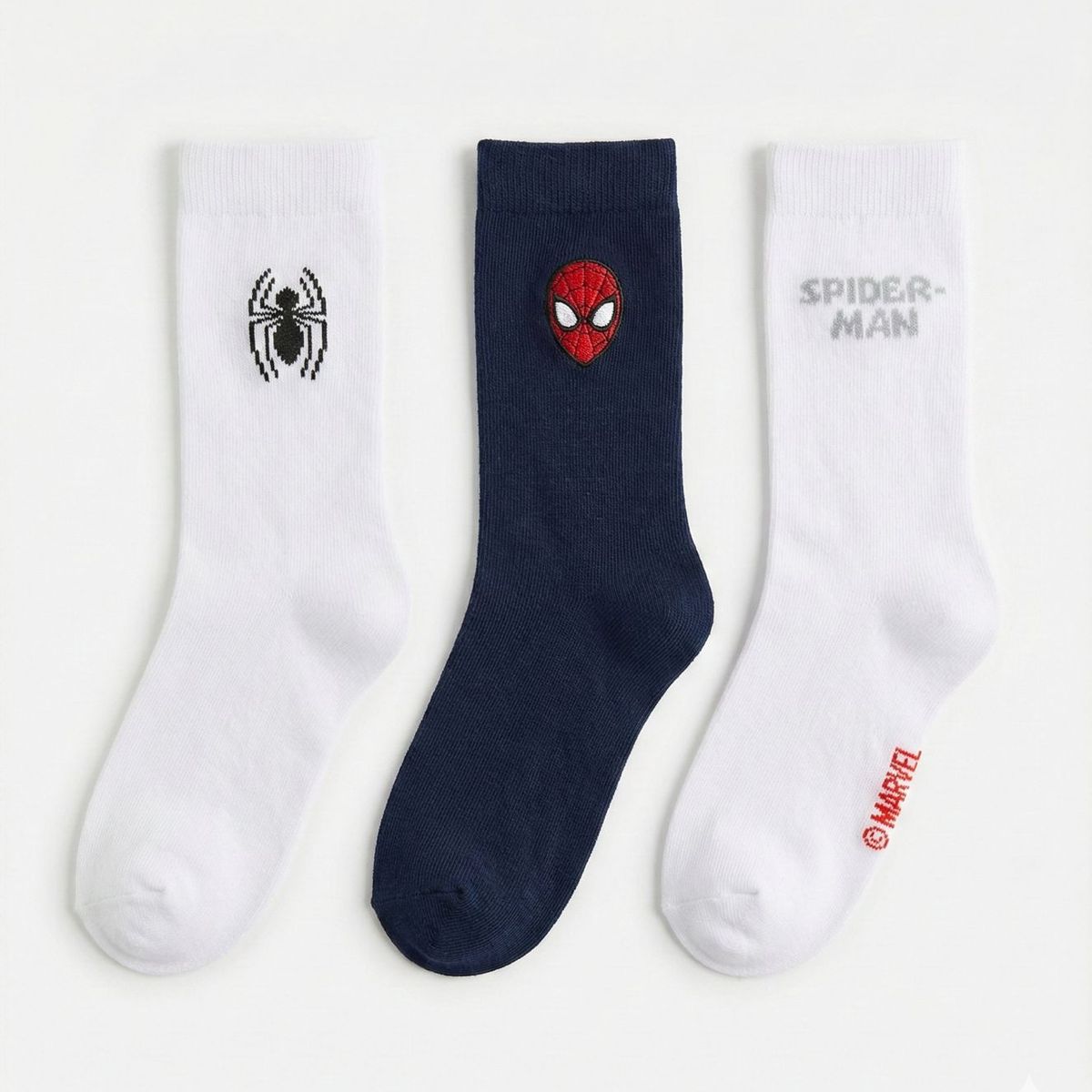MARVEL - Tripack Calcetines Escolares Niño Spiderman Blanco Marvel