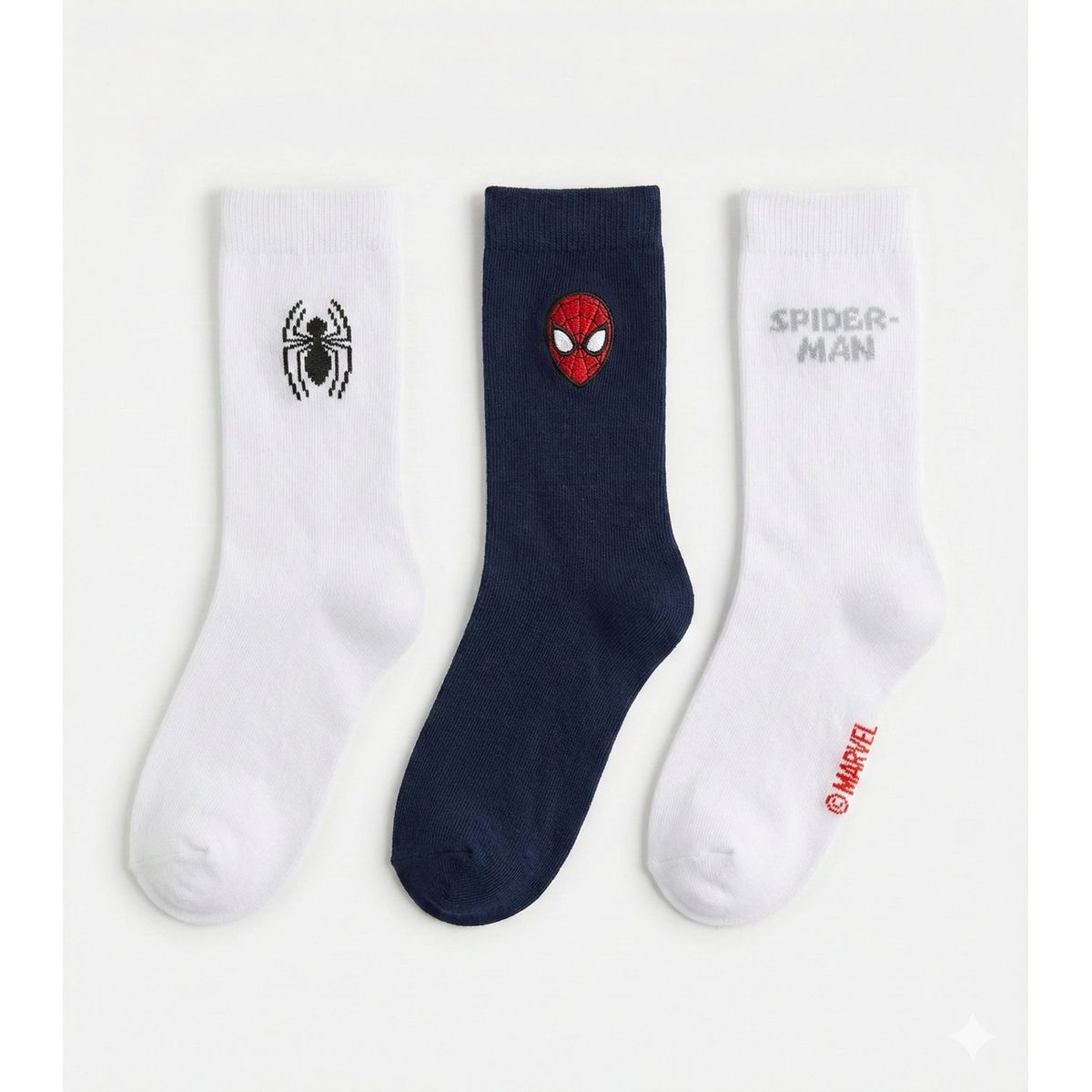 MARVEL - Tripack Calcetines Escolares Niño Spiderman Blanco Marvel