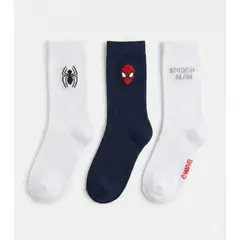 MARVEL - Tripack Calcetines Escolares Niño Spiderman Blanco