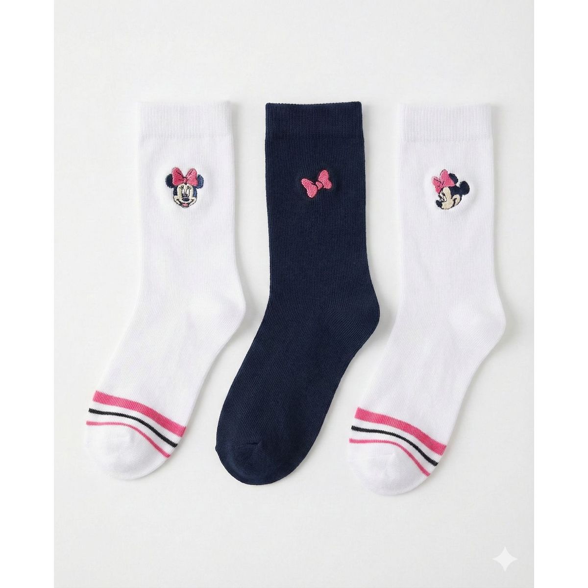 DISNEY - Tripack Calcetines Escolares Niña Minnie Mouse Blanco Disney