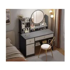 GENERICO - Tocador de Maquillaje Moderno con Espejo LED Iluminado 100-40-128 cm Negro