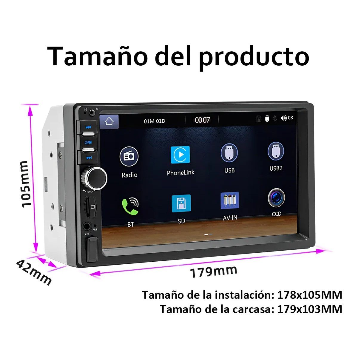GENERICO - Radio Para Auto Con Pantalla Bluetooth Mp5 Usb Color Negro