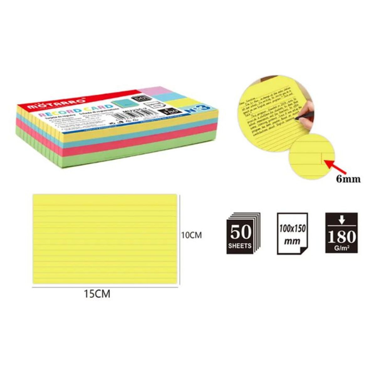 GENERICO - Tarjeta de Registro Doble Cara Colores 50pcs 100x150mm