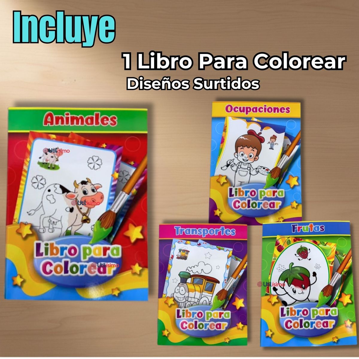 UTILISIMO - Libro Para Colorear Pintar Educativo Diseños Surtidos