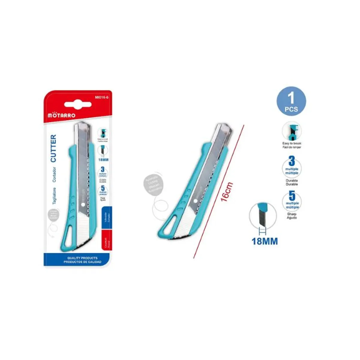 GENERICO - Corta Carton Escolar 16cm 1 Pcs