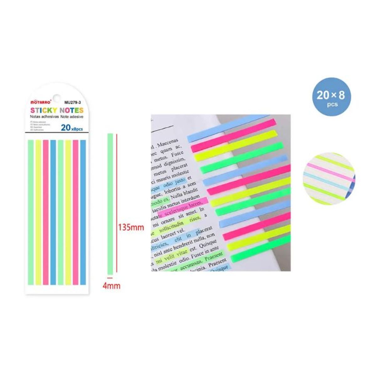 GENERICO - Separadores Adhesivos Fluor 4x135mm Pet 8x20pcs