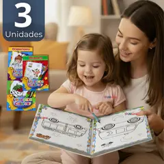 UTILISIMO - Pack 3 Libros Para Colorear Pintar Educativo Diseños Surtidos