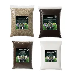 GENERICO - Pack Sustratos Premium Vermiculita 3L + Perlita 3L + Fibra de Coco 3L + Turba 3L