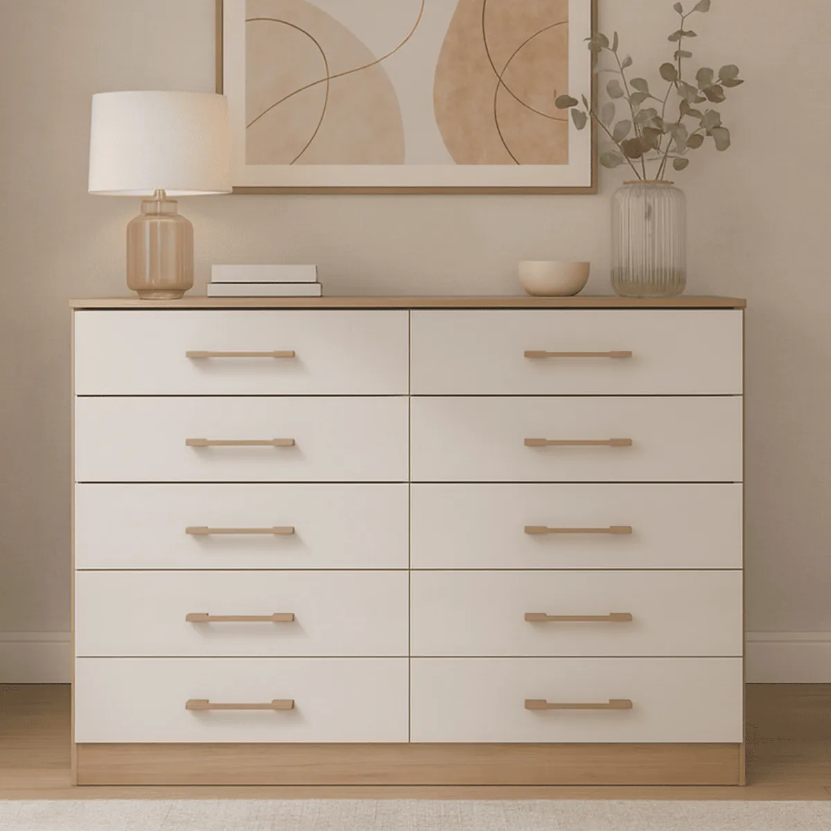 EXIT - Cómoda 10 Cajones 117x92x40 cm Beige