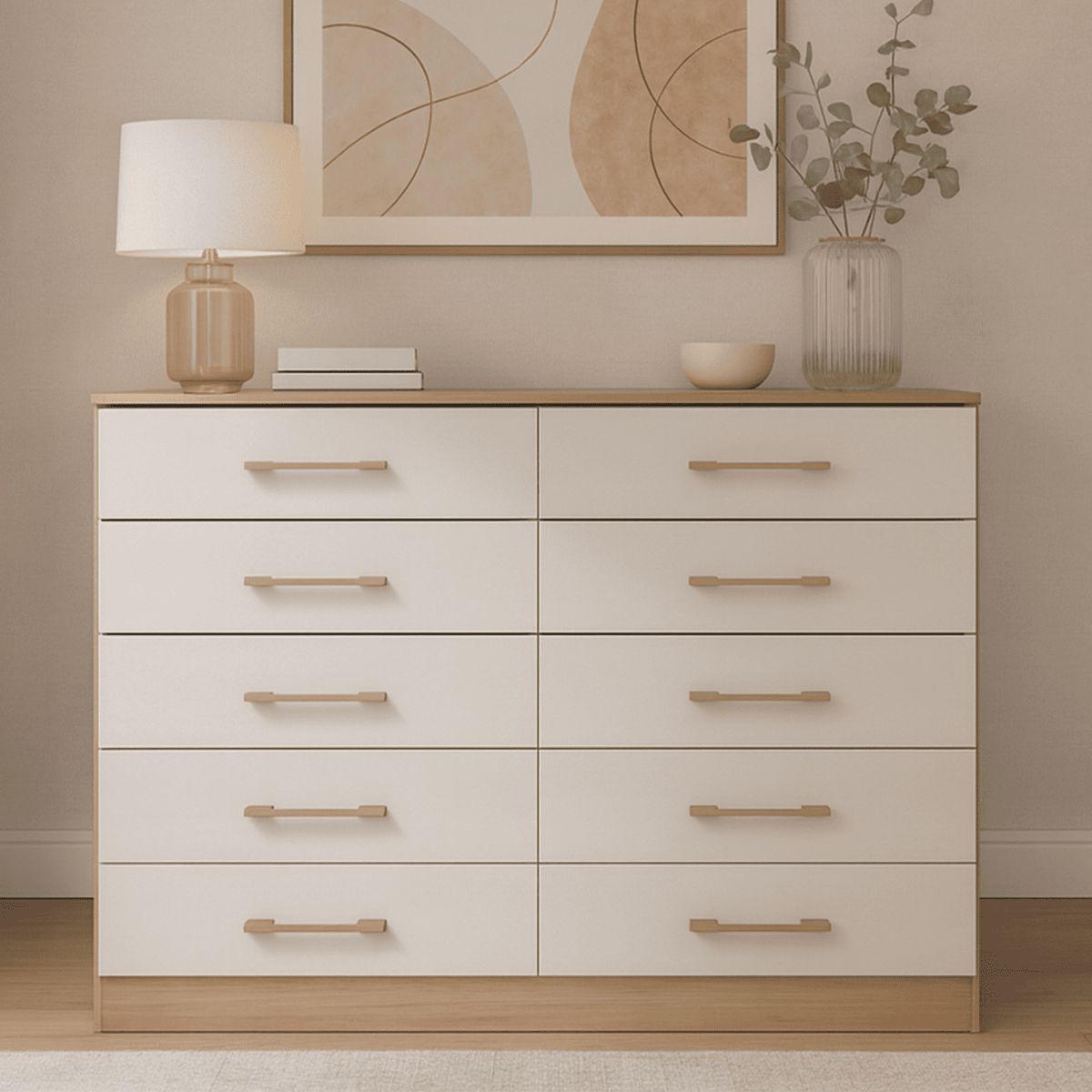 EXIT - Cómoda 10 Cajones 117x92x40 cm Beige