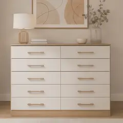 EXIT - Cómoda 10 Cajones 117x92x40 cm Beige