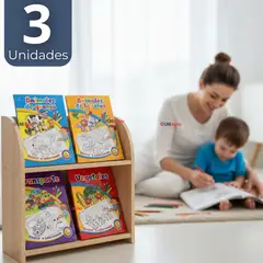 UTILISIMO - Pack 3 Libros Para Colorear Pintar Educativo Con Stickers Diseños Surtidos