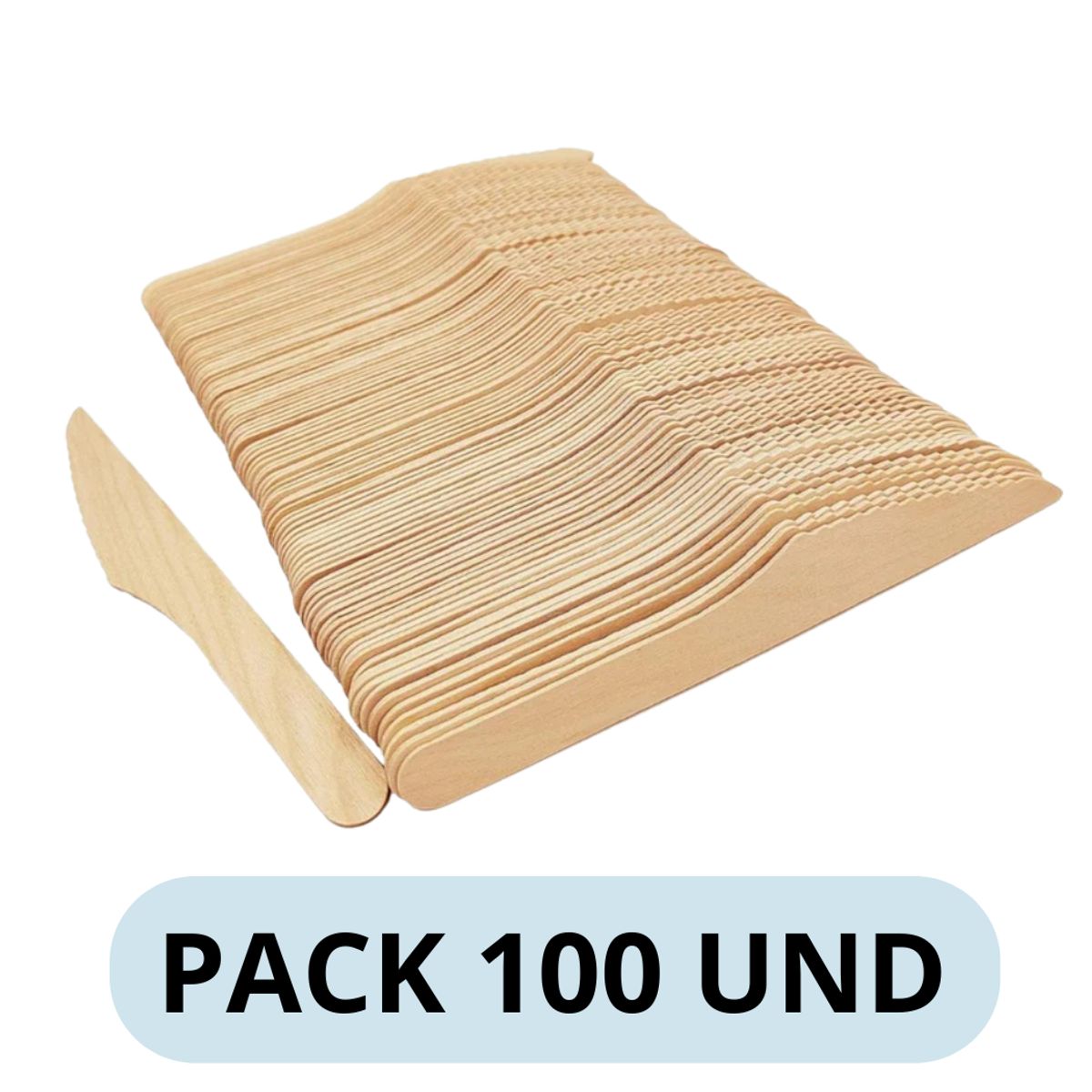 GENERICO - Cuchillos De Madera Desechables Cuchillo Bambú Pack 100 Und
