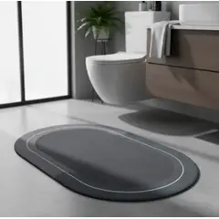 GENERICO - Alfombra De Baño Ovalada Antideslizante Súper Absorbente alfombra baño ovalada antideslizante