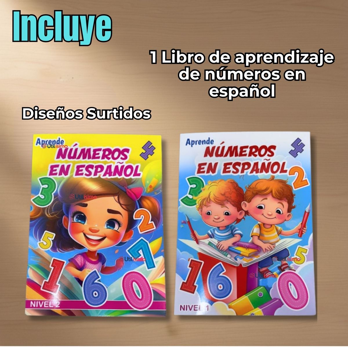 UTILISIMO - Libro De Aprendizaje Números En Español Educativo Diseños Surtidos