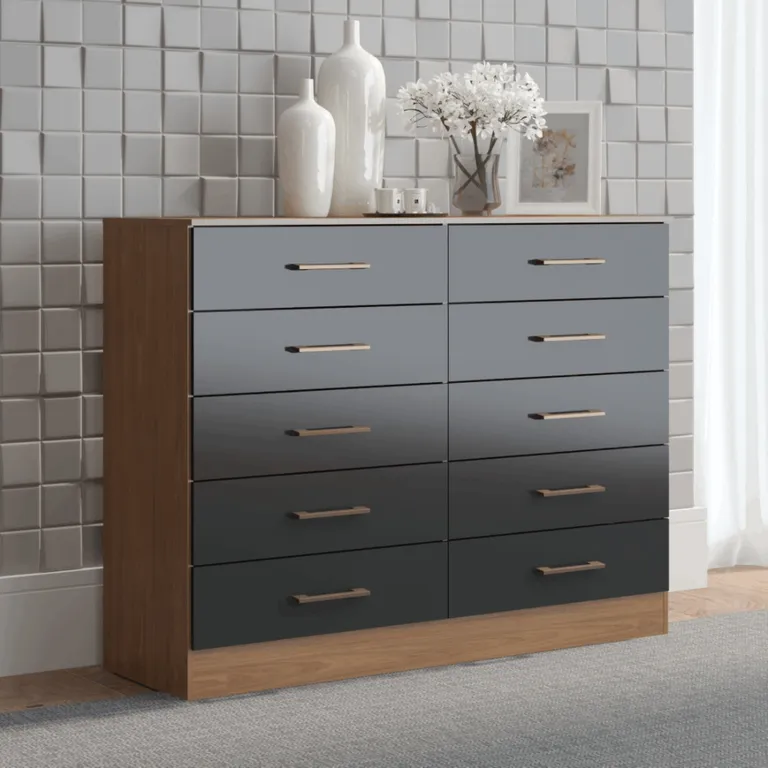 Comoda 10 Cajones 117x92x40 cm Negra