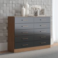 Cómoda 10 Cajones 117x92x40 cm Negra