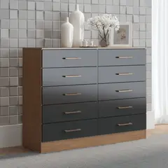 EXIT - Cómoda 10 Cajones 117x92x40 cm Negra