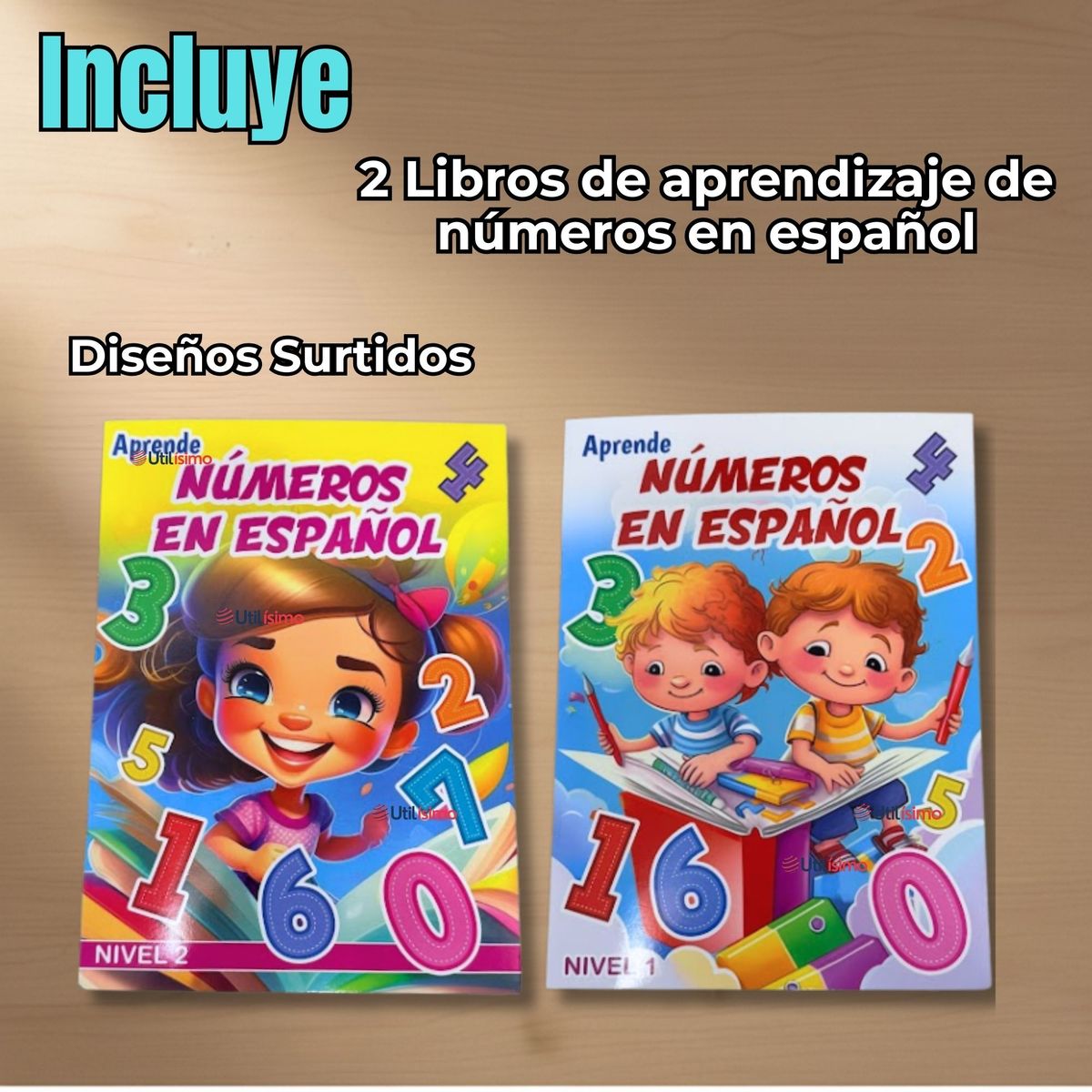 UTILISIMO - Pack 2 Libros De Aprendizaje Números En Español Educativo Diseños Surtidos