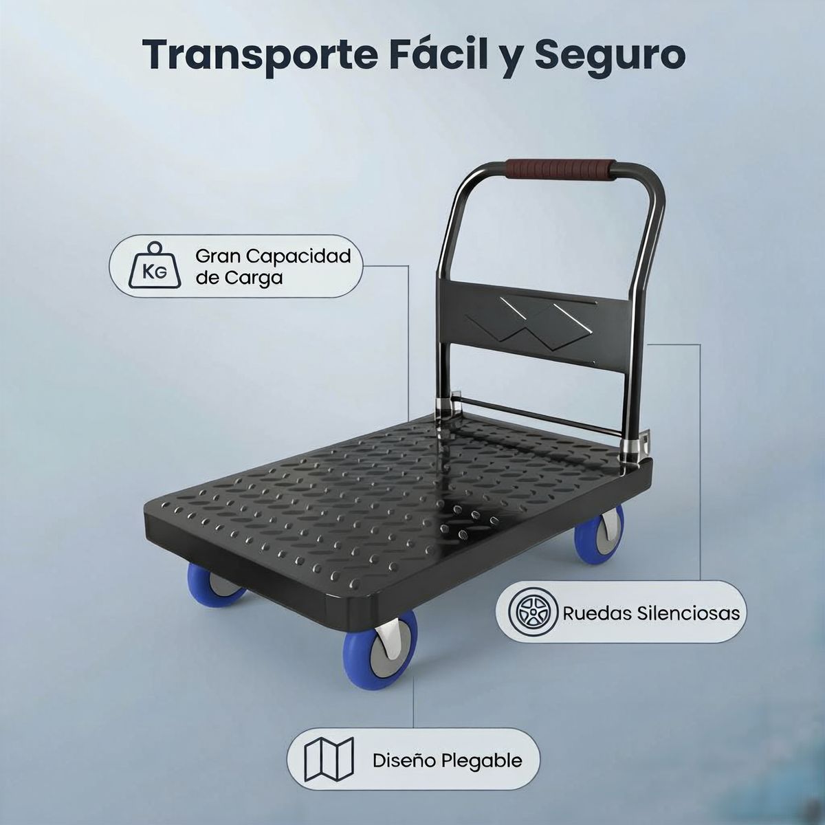IDEEHOUSE - Carro Carga Yegua Plegable Plataforma 600kg