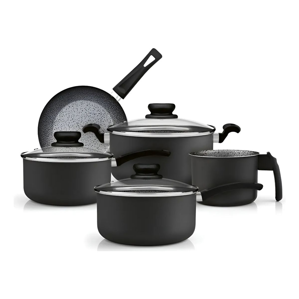 PANELUX - Batería De Cocina 8 Pzas Panelux Antiadherente Granito Negro Negro