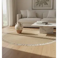 GENERICO - Alfombra Yute Natural Redonda Decoracion Rustica Beige