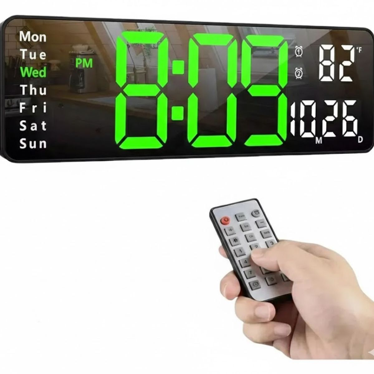 GENERICO - Reloj De Pared Digital Termómetro Alarmas Y Calendario