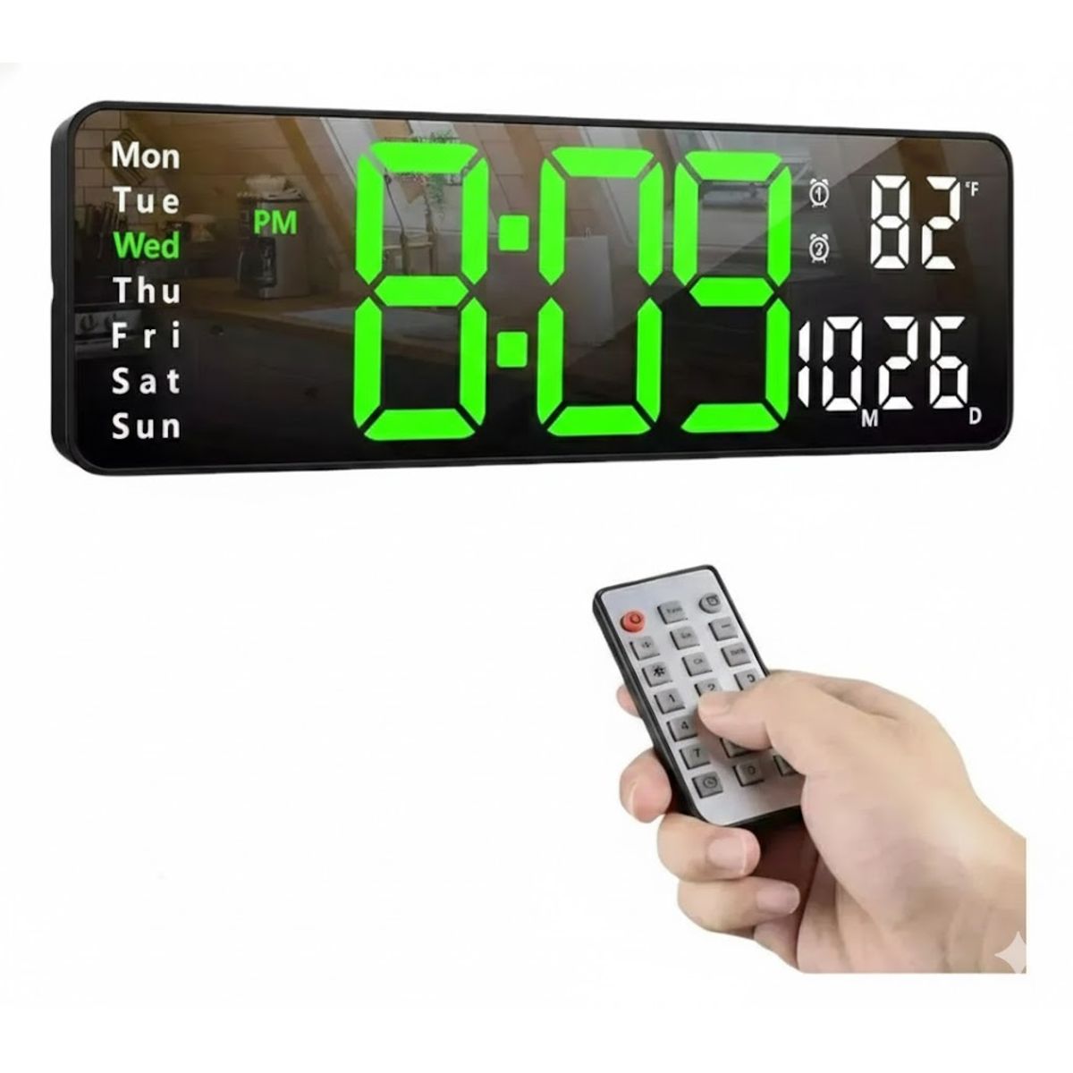 GENERICO - Reloj De Pared Digital Termómetro Alarmas Y Calendario