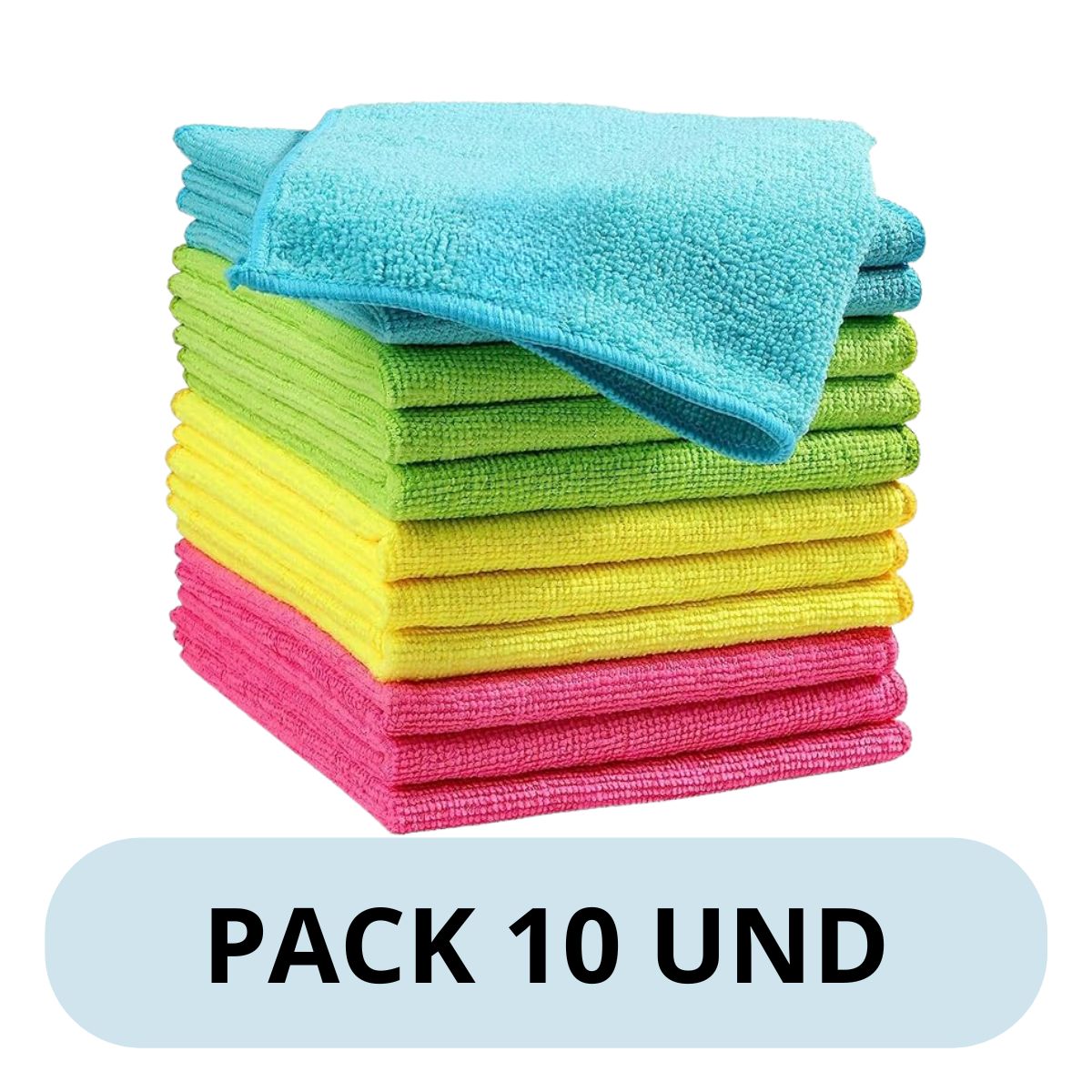 GENERICO - Paños De Microfibra 40x40 Pack 10 Und Multiusos Colores Surtidos