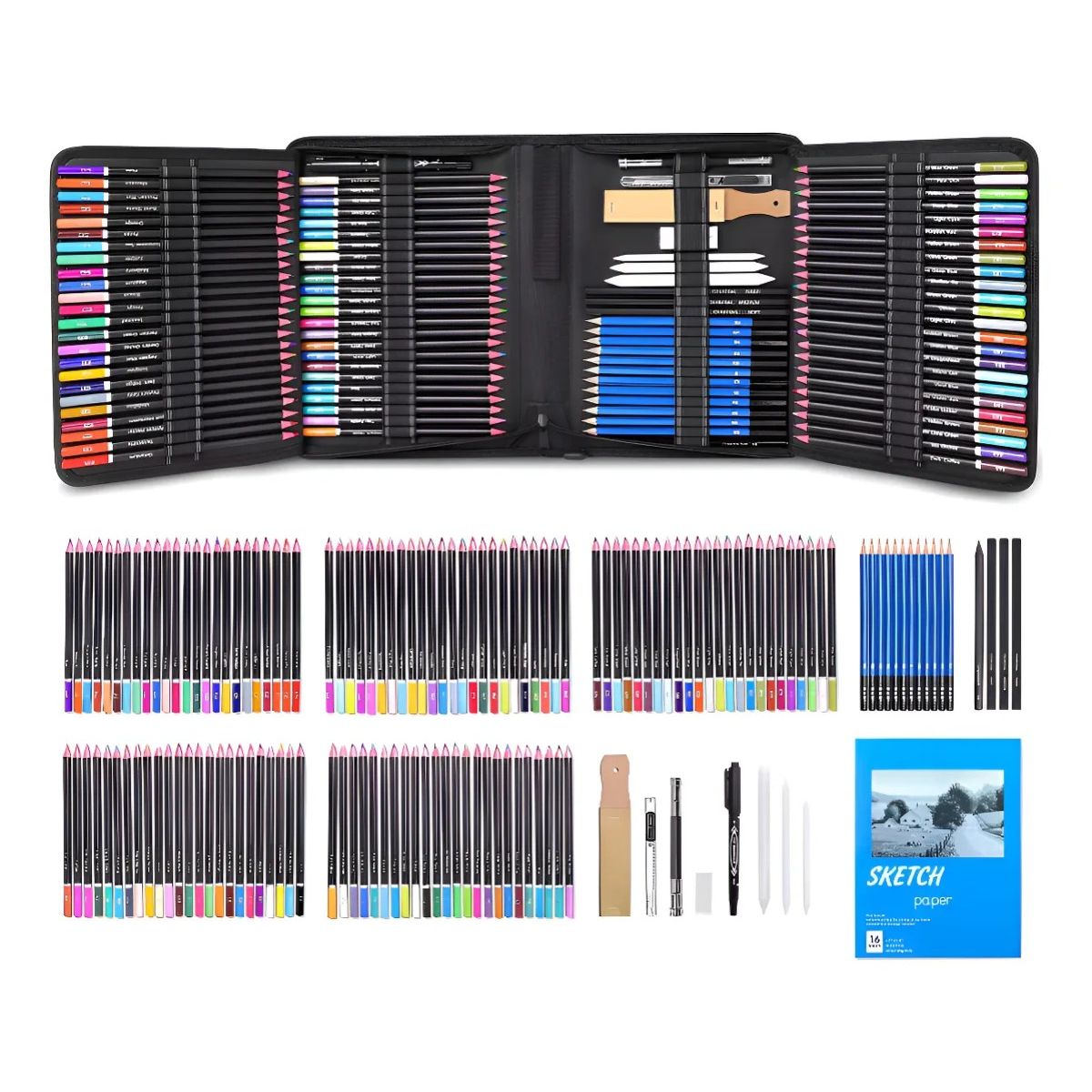 GENERICO - Kit De Lápices De Dibujo Y Boceto Con Accesorios 145 Pzs Multicolor BELUG