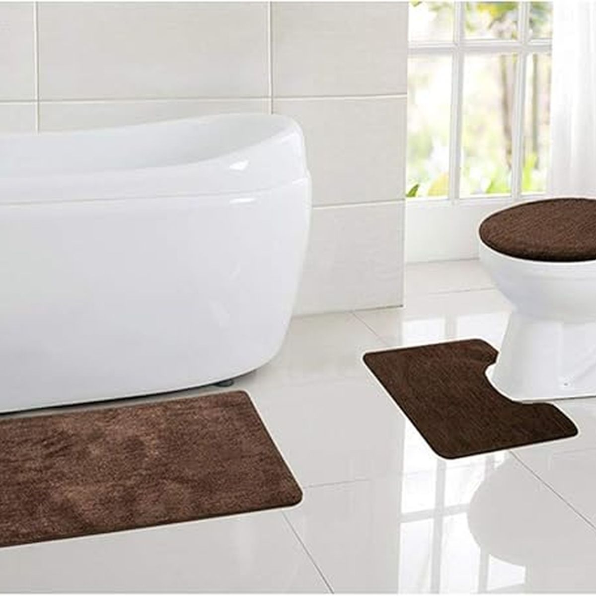 GENERICO - Set de baño 3 piezas unicolor elegante antideslizante wc 3en1 set baño 3 piezas unicolor elegante