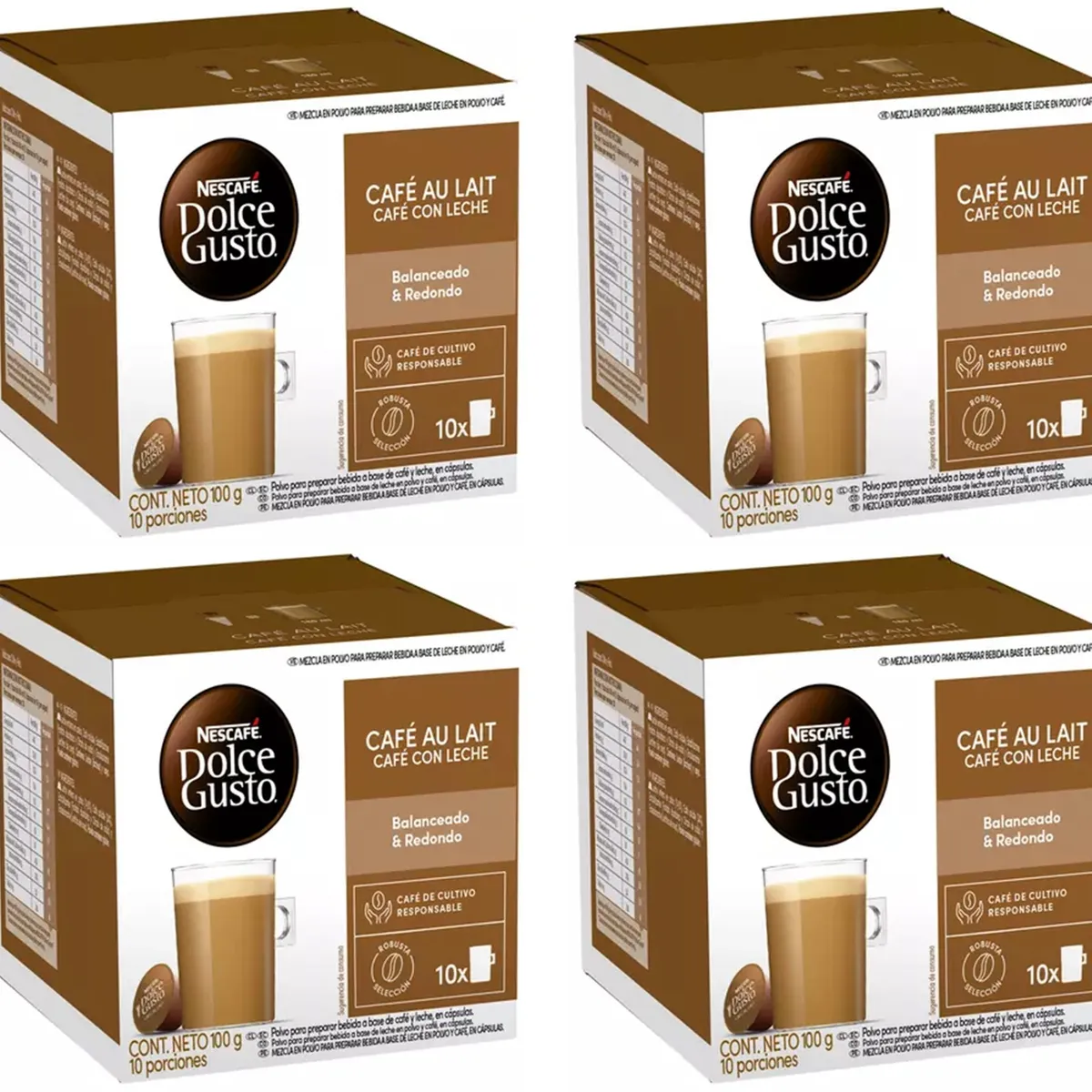 DOLCE GUSTO - Pack 4 Café Nescafé Dolce Gusto® Au Lait 10 Cápsulas