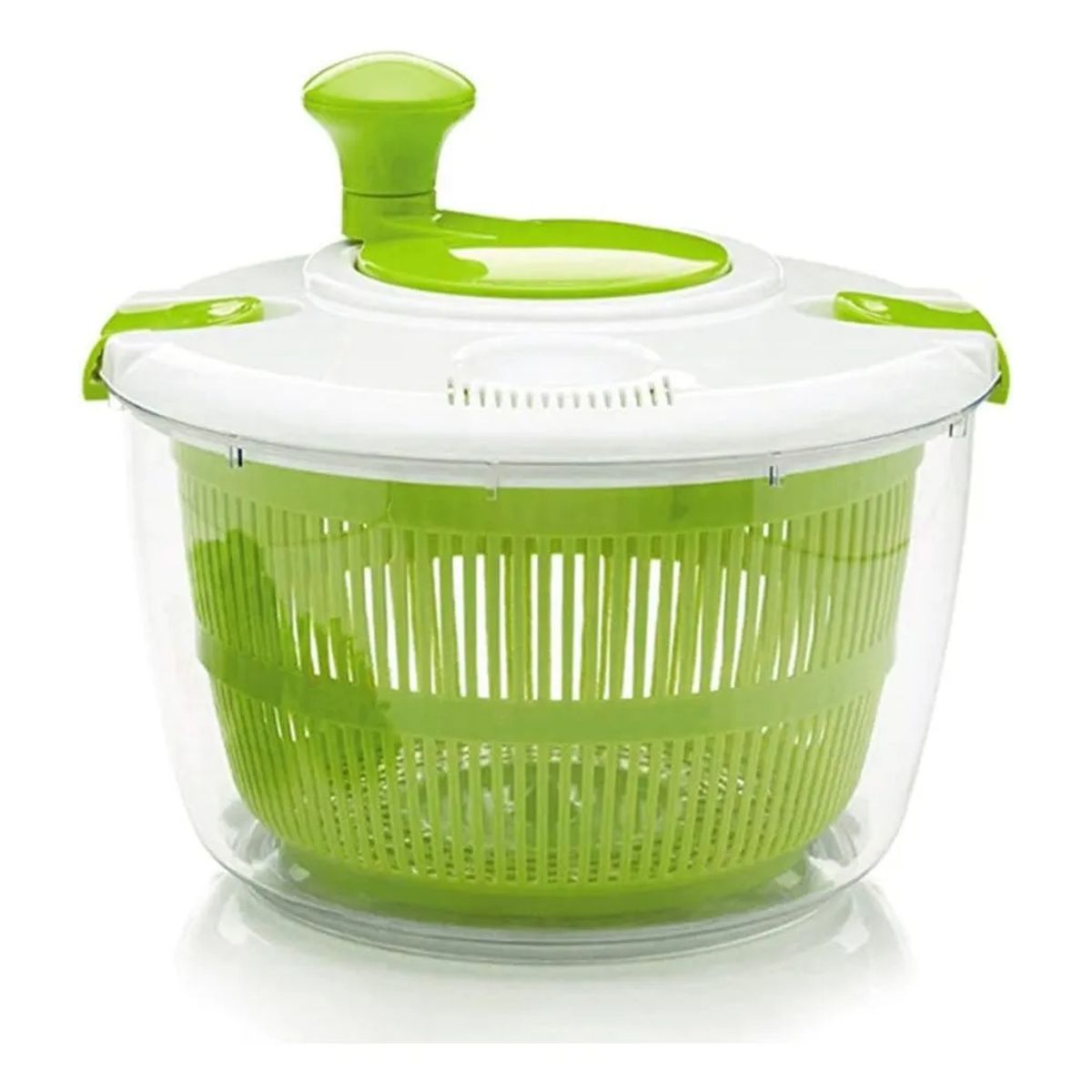 GENERICO - Centrifuga Verduras Secador De Verdura Manual Ensaladas 687 Blanco/verde 3 Litros